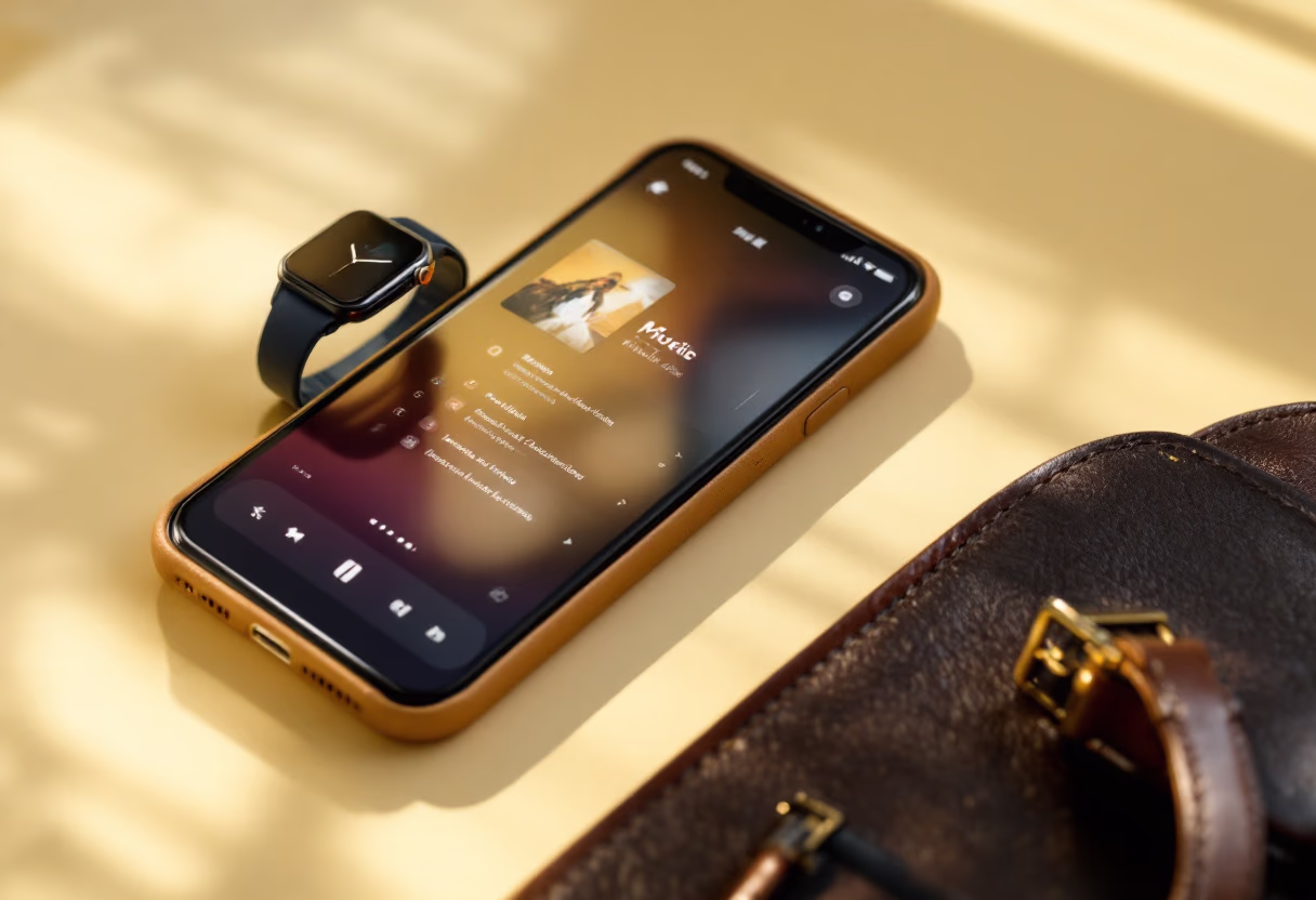 image of music streaming on mobile device